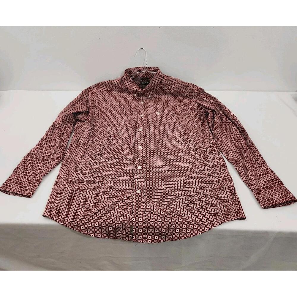 Ariat Classic Long Sleeve Shirt Men's XL Red Geometric Pattern Stretch Western